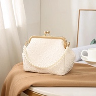 Bag Women's 2025 Pleated Shell Bag New Women's Bag Crossbody Bag Mobile Phone Bag Beaded H