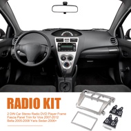 2 DIN Car Stereo Radio DVD Player Frame Fascia Panel Trim for Vios 2007-2012 Belta 2005-2008 Yaris S