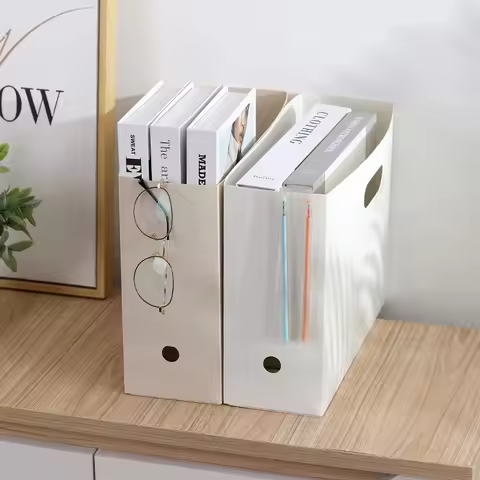 1pcs Foldable Large Capacity Desktop Bookcase Bookends File Storage Box Learning Office Data Folder 