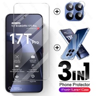 Mi 17TPro 5G Case 3In1 Camera Lens Screen Protector Tempered Glass& Soft Silicone Back Cover for Xia