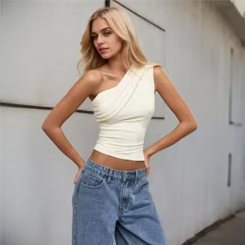 2026 Women's New Fashion Slim Casual Versatile Slim Comfortable One-Shoulder Sloping Collar Off-Shou