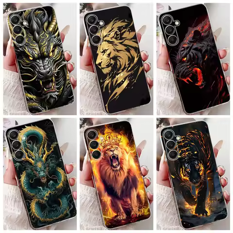 For Samsung Galaxy A25 2023 5G SM-A256B Phone Case Samsung A15 A35 A55 5G Dragon Lion Tiger Back Cov