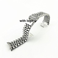 Solid Stainless Steel Watchband Men Metal Curved End Folding Buckle Wrist Bracelet Band Accessories for Seiko Diver Watch Strap with logo 20mm 22mm