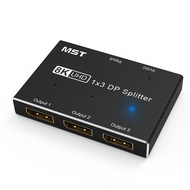 (ZYMB) Displayport 8K 1X3 DP Splitter 8K60Hz 4K120Hzz Hub Multi Monitor Splitter with Extended Displ