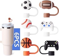 6-Piece Baseball Straw Covers for Stanley Cup, 0.4in/10mm Diameter Straw Toppers Cap,Compatible with