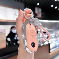 Mercedes C200 E200 C250 350 450 Car Key Cover with Stone and Metal Edge Cowhide High Quality Product