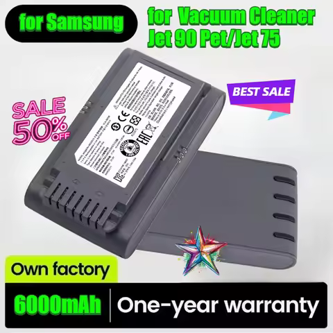 4000/6000mAh 21.6V Li-ion Battery for Samsung Vacuum Cleaner Jet 90 Pet/Jet 75 Cordless Stick Vacuum