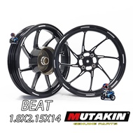 MUTAKIN Front Disc 4 Holes Rear Drum CNC RB8 Mags For Honda  BEAT CARB/FI 1.85x2.15x14S