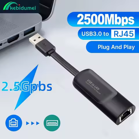Kebidumei 2500Mbps Ethernet Adapter 2.5G USB Type C to RJ45 Network Card Wired Ethernet Gigabit Lan 