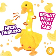 Hopearl Glowing Dancing Duck Toy Repeats What You Say Talking Duckling Toy Wriggle Singing Mimicking