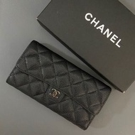 Chanel 長銀包 wallet 經典款 black 黑色 荔枝皮