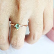 綠祖母綠寶石戒指，水滴形，925銀