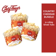 Country Cheddar Popcorn by Chef Tony's Bundle (3 Small Tub) B