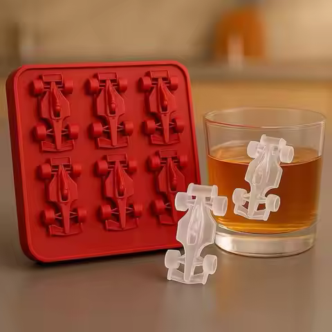 Formula Racing Car Ice Mold F1 Ice Mold, Silicone Racing Car Jelly Mold, 6-Cavity 3D Race Car Tumble