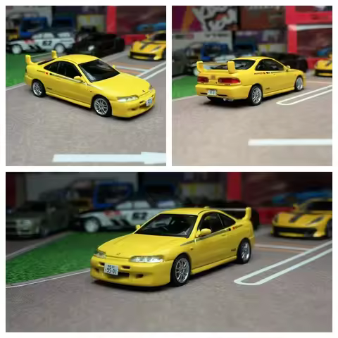 1:64 Integra Type R DC2 MUGEN Sunlight Yellow JDM Tarmac Works Diecast Model Car