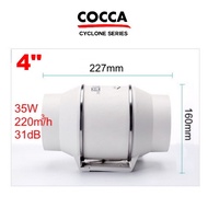 COCCA 4"/ 6"/ 8" inch High Suction Power Inline Duct Booster Fan Exhaust Fan Extractor Fan Ventilati