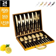 Tablew Cutlery Cutlery Cutlery Wooden Box 1010 Set Cutlery Spoon Set 24 Cutlery Gift Box Stainless S
