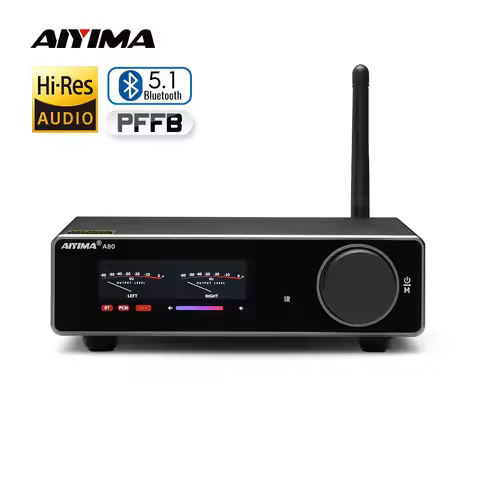 AIYIMA Audio A80 TPA3255 Bluetooth DAC Stereo PFFB Power Amplifier 300Wx2 Class D 2.0 Hi-Res Digital