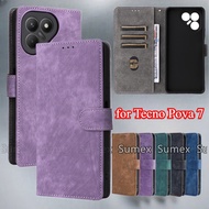 Leather Flip Cover for Tecno Pova7 Pova 7 Ultra 5G 4G Stand Holder Magnetic Card Slot Wallet Phone C