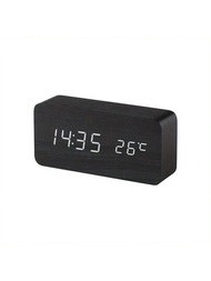 1 Pieza Reloj De Madera Digital Led, Con Alimentación Por Usb/aaa - Reloj De Mesa Adecuado Para Decoración Del Hogar Y De La Habitación