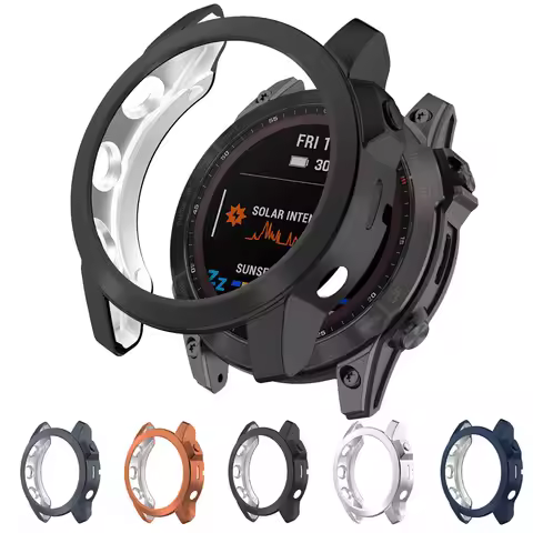 For Garmin fenix 7 7X 7S Sapphire Solar Plating TPU Case Soft Protector Cover Bumper Watch Frame Sho