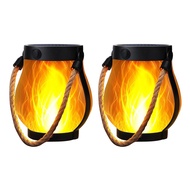 Dual Charging Solar Lanterns Lights Flickering Flame Garden Lights Outdoor Waterproof Hanging Lanter