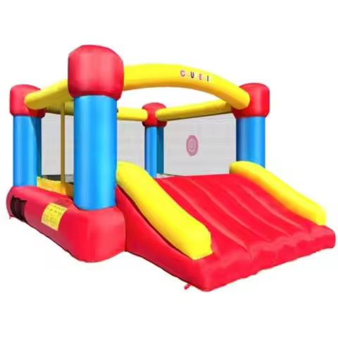 Inflatable Bounce House with GFCI Blower, 12 ft L x 9 ft W, Basketball Hoop, Dart Ball Game, Durable