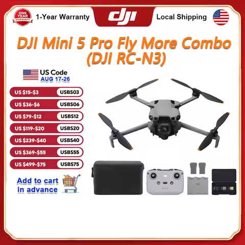 DJI Mini 5 Pro Fly More Combo DJI RC-N3 Vlog Drones with 1-Inch CMOS Mini 5 Pro 4K Camera Drone for 