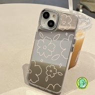 Line Flowers Mirror Phone Case For OPPO A60 A40 A3 Pro A3X A3 A98 A79 A78 A77 A77s A96 A76 A59 A58 A