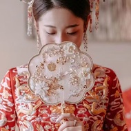 Xiuhe Fan Luxury Chinese Wedding Group Fan Finished Product Hanfu diy Handmade Fan Bridal Group Fan 