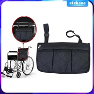[Etekaxa] Wheelchair Side Carry Bag Adjustable Straps For Cup Box Groceries Black