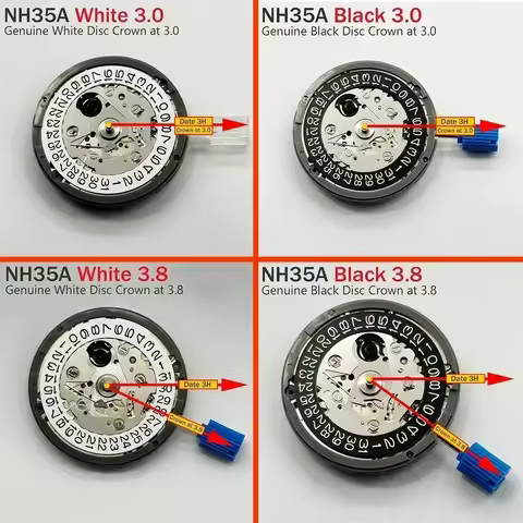 NH35A Premium Mechanical Movement NH35 At 3 At 3.8 At 6 Date wheel 24 Jewels Automatic Self-winding 
