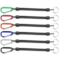 Fishing Lanyard Fishing Boating Ropes Safety Retractable Wire Steel Coiled Tether with Carabiner Fis