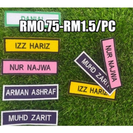 Name Tag Sulam, Tag Nama Sekolah, MDCUSTOMMADE