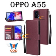 OPPO A55 FLIP LEATHER CASE PREMIUM - FLIP WALLET CASE LEATHER FOR OPPO A55 - WALLET CASE | FLIP COVE