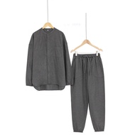 Muji Cotton Flannel Seamless Pajamas - Unisex, Thick for Fall/Winter
