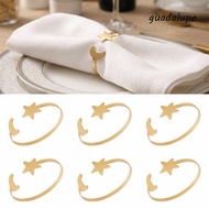 GUADALUPE 6PCS Moon Napkin Rings, Modern Gold/Silver Star Napkin Buckle, Party Supplies Minimalist M