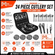 Kitchenware Camping Bag Black Cutlery Set Spoon Knife Fork Tea Pisau Sudu Garpu Utensil Hotel Event