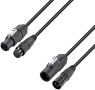 Adam Hall Cables 4 STAR H TCON D 0150 - Hybrid Cable | Power & DMX | XLR 3-Pin x X-Series IP65 | 1.5