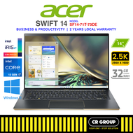 Acer Swift 14 SF14-71T-73DE - Intel Core i7-13700H - Intel Iris Xe Graphics - 32GB DDR5 RAM - 1TB SSD (2Yrs Agent)