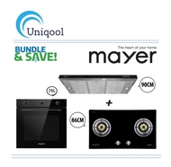 MAYER 90CM Semi Integrated Hood BUNDLE With 86CM GLASS HOB FREE 75L Built In Oven (FREE DELIVERY)