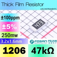 47k 1206 ±5% SMD Thick Resistor 47kΩ 473 FRC1206J473 TS FOJAN