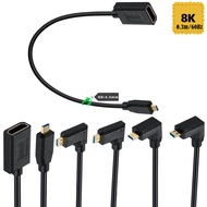 90-Degree Angled Micro HDMI Male to HDMI 2.1 Female Extension Cable, 8K@60Hz/4K@120Hz, for Digital C