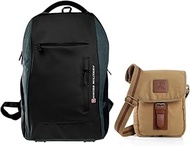 Combo of Canvas Sling Bag, 2.2L,Beige & Laptop Backpack for Men,29L, Black & Grey with USB Charging 