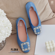รองเท้าหนังแกะ รุ่น Flora Turquoise color (สีฟ้า)