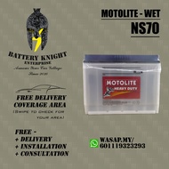 NS70 NS70L Motolite Wet Bateri Kereta Car Battery for Honda, Hyundai, Toyota, Ford (Trade in Option Available)