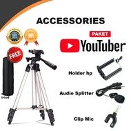 Complete Youtuber Smule Tripod Package - 3.5mm Microphone - U Splitter