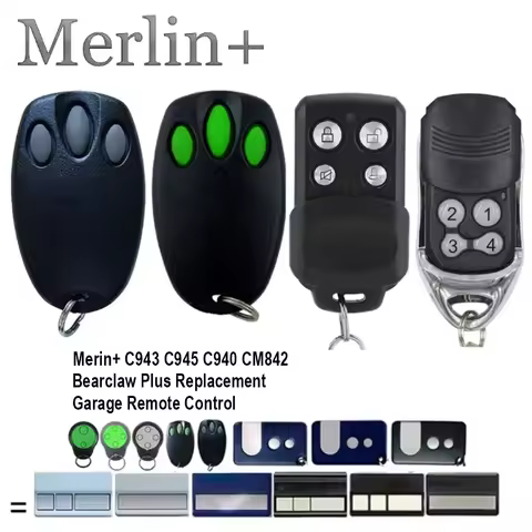 MERLIN+ C945 C940 C943 CM842 94335E 1A5639-7 84335EML 84335E 84333EML 433MHz Garage Door Remote Cont