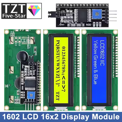 LCD1602 1602 LCD Module Blue / Yellow Green Screen 16x2 Character LCD Display PCF8574T PCF8574 IIC I