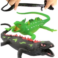 2 Pek Mainan Cicak 9-inci, Bahan Regangan Super TPR Getah Cicak Rajah Set Realistik untuk Pesta Kana